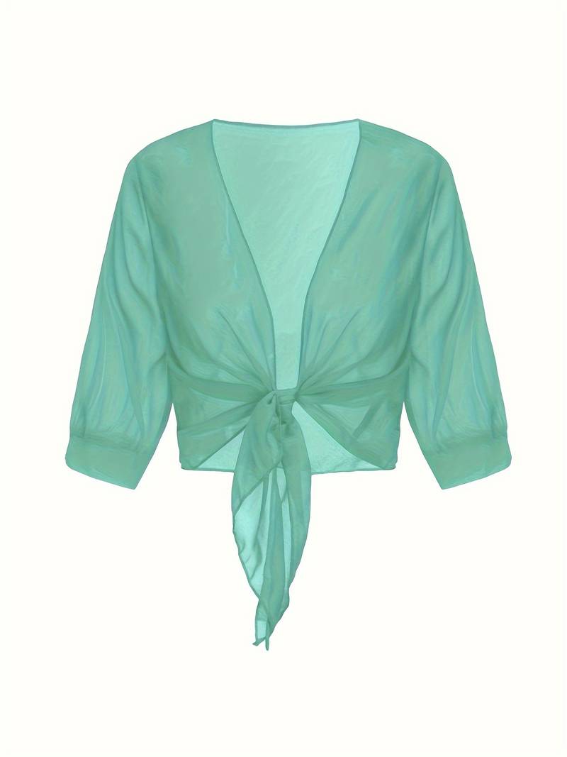 Pearl | Women's Sheer Tie Front Cardigan Open Front Cover Up