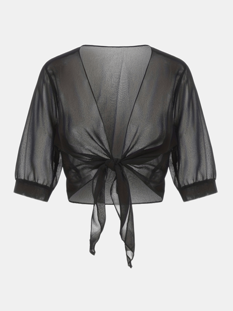 Pearl | Women's Sheer Tie Front Cardigan Open Front Cover Up