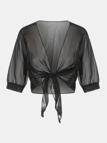 Pearl | Women's Sheer Tie Front Cardigan Open Front Cover Up