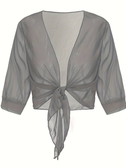 Pearl | Women's Sheer Tie Front Cardigan Open Front Cover Up