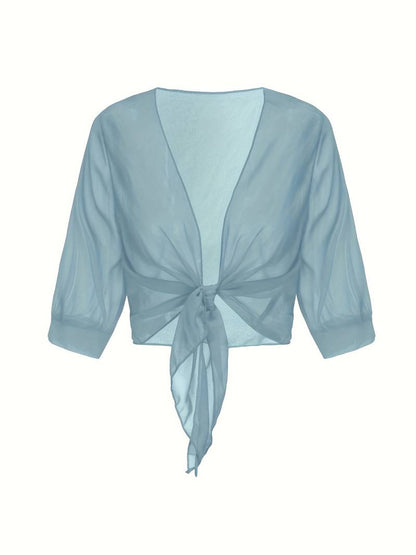 Pearl | Women's Sheer Tie Front Cardigan Open Front Cover Up