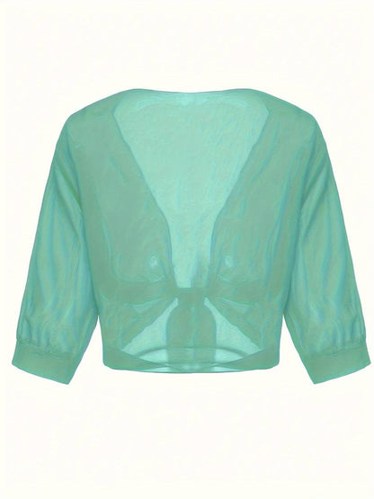 Pearl | Women's Sheer Tie Front Cardigan Open Front Cover Up