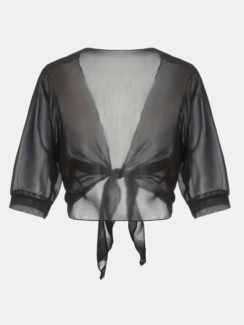 Pearl | Women's Sheer Tie Front Cardigan Open Front Cover Up