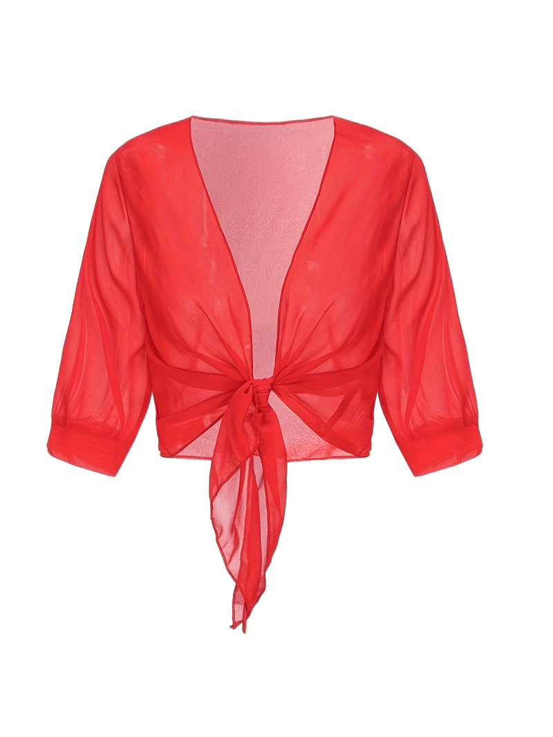 Pearl | Women's Sheer Tie Front Cardigan Open Front Cover Up