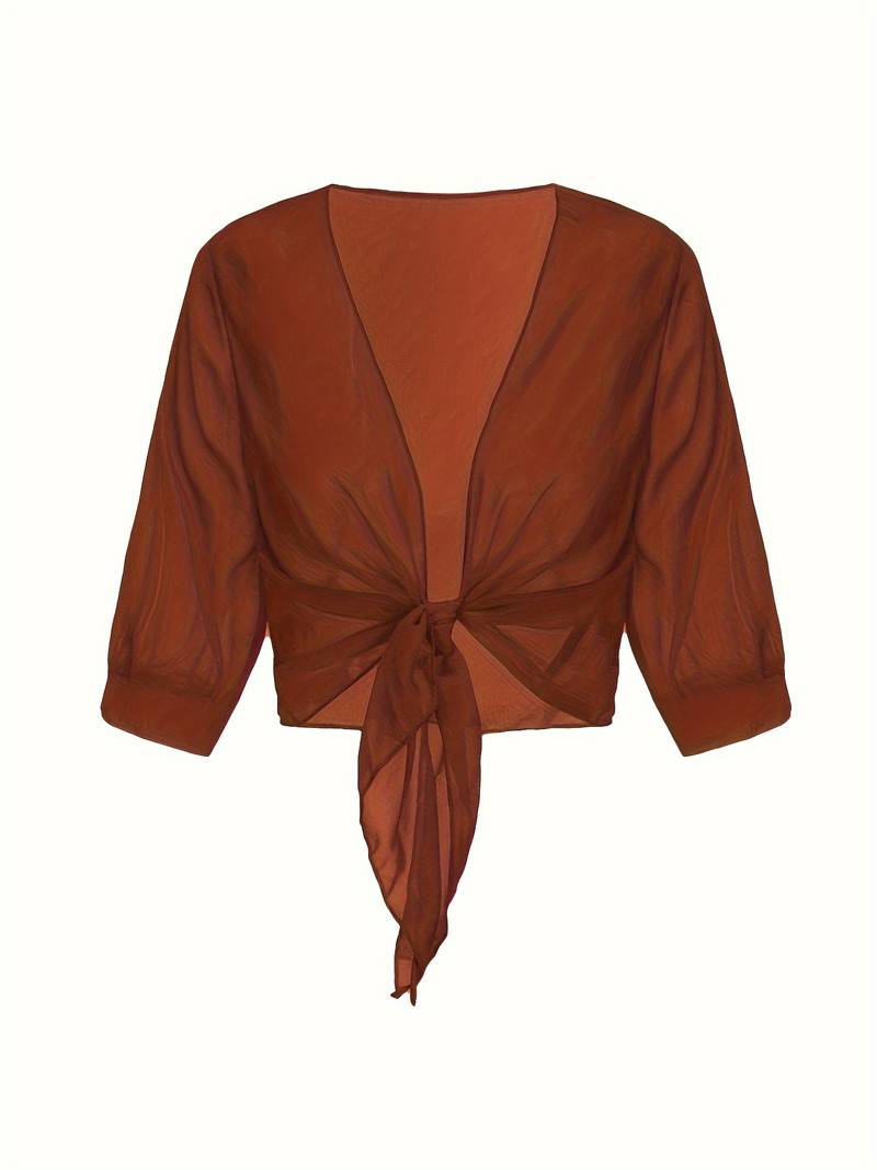 Pearl | Women's Sheer Tie Front Cardigan Open Front Cover Up